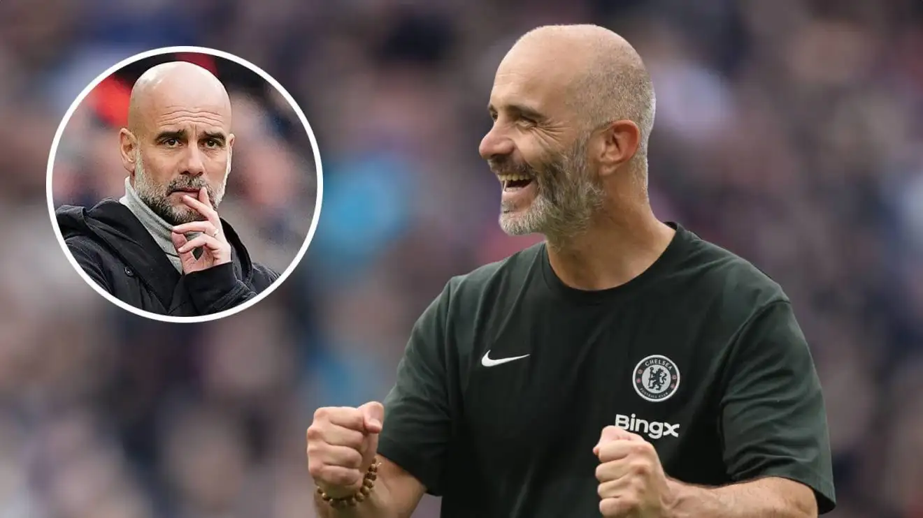 Manchester City manager Pep Guardiola and Chelsea boss Enzo Maresca, who want Xavi Simons of RB Leipzig Manchester City manager Pep Guardiola and Chelsea boss Enzo Maresca