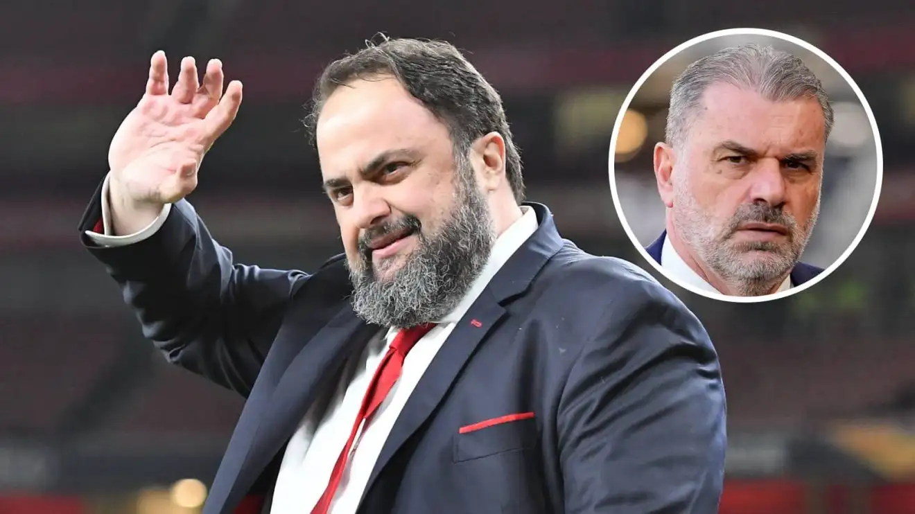 Nottingham Forest owner Evangelos Marinakis and former Tottenham boss Ange Postecoglou Nottingham Forest owner Evangelos Marinakis and former Tottenham boss Ange Postecoglou