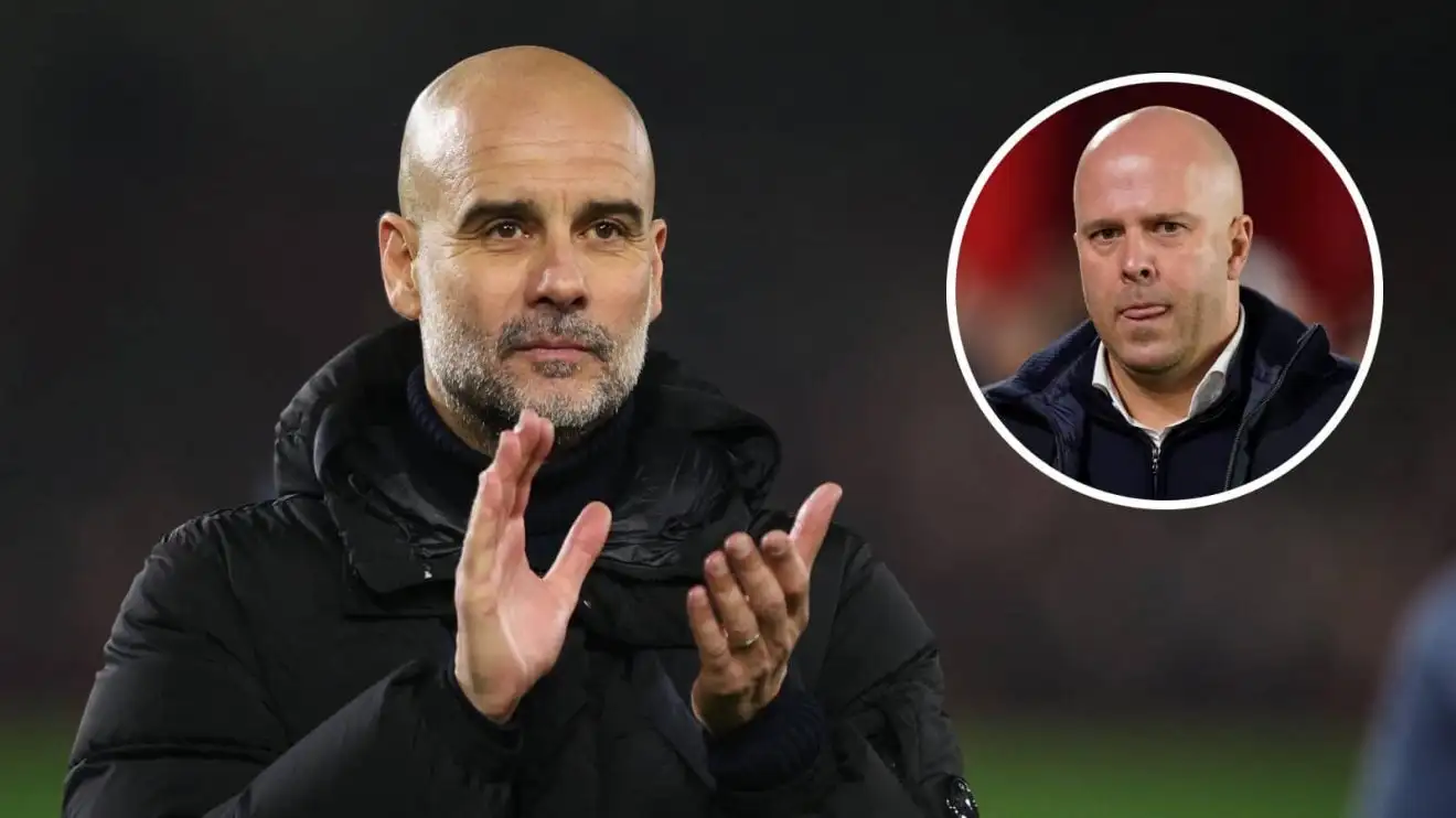 Manchester City manager Pep Guardiola and Liverpool boss Arne Slot - copyright TEAMTalk