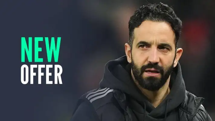 Manchester United manager Ruben Amorim, with caption: New offer