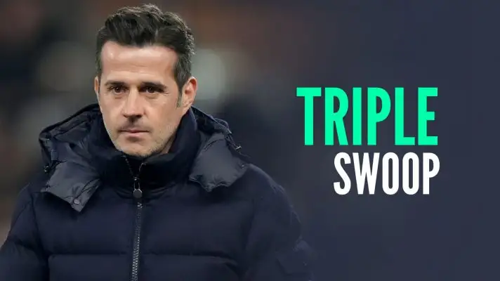 Fulham manager Marco Silva, with caption: Triple swoop
