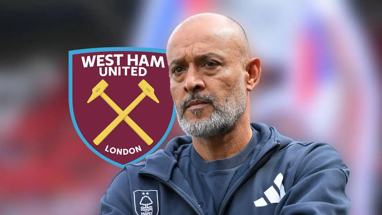 Nuno Espirito Santo is a contender for the West Ham manager's job if Graham Potter faces the sack Nuno Espirito Santo pictured next to the West Ham club crest