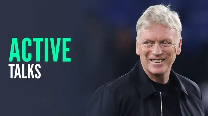 Everton manager David Moyes, with caption: Active talks