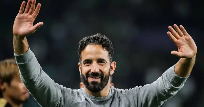 Man Utd manager Ruben Amorim waving Man Utd manager Ruben Amorim waving