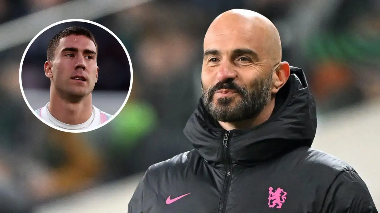 Dusan Vlahovic and Chelsea boss Enzo Maresca