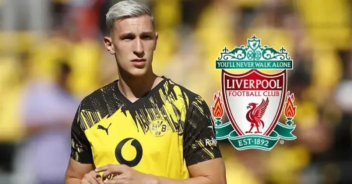 Borussia Dortmund centre-back Nico Schlotterbeck, Liverpool badge Borussia Dortmund centre-back Nico Schlotterbeck, Liverpool badge