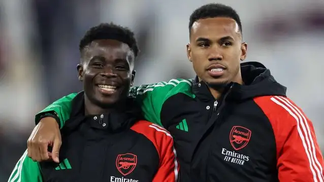 Arsenal duo Bukayo Saka and Gabriel - copyright TEAMtalk