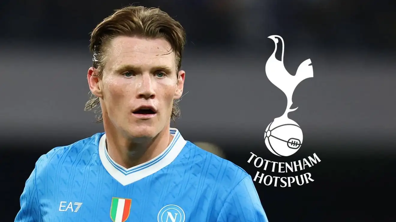 Tottenham target ambitious move for Ballon d'Or nominee Man Utd foolishly discarded – sources Napoli midfielder Scott McTominay next to the Tottenham Hotspur badge - copyright TEAMtalk