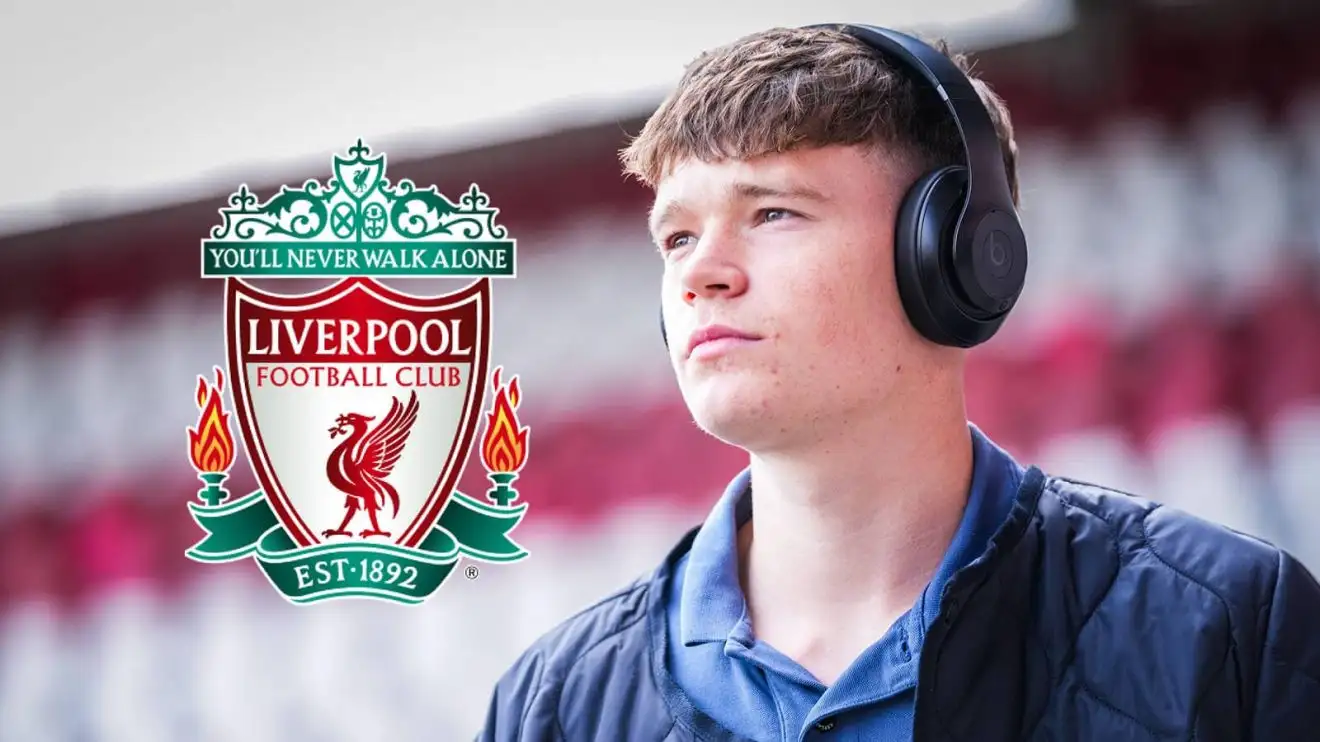 ‘Madness’ – Liverpool deal ripped to shreds as journalist tips star to ‘go back’ with a whimper Liverpool midfielder James McConnell, who is on loan at Ajax, next to the Liverpool badge - copyright TEAMtalk
