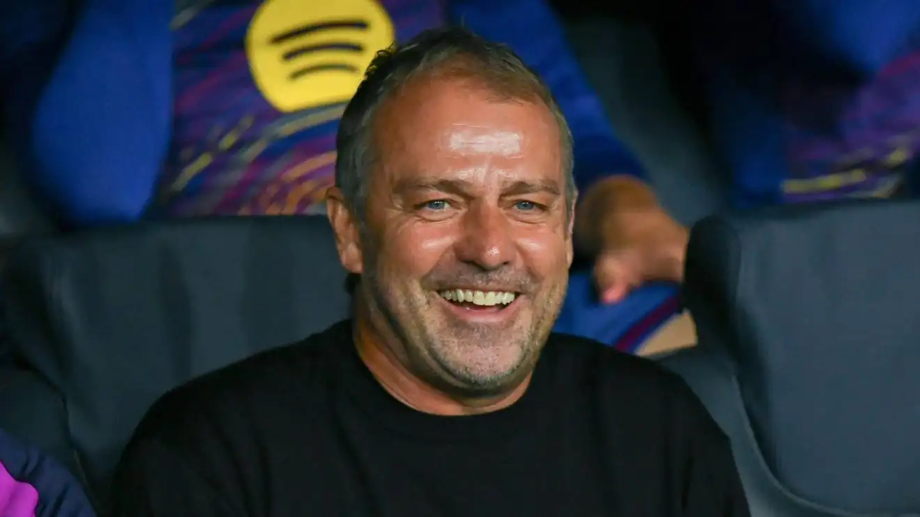 Hansi Flick on Barcelona bench Hansi Flick on Barcelona bench