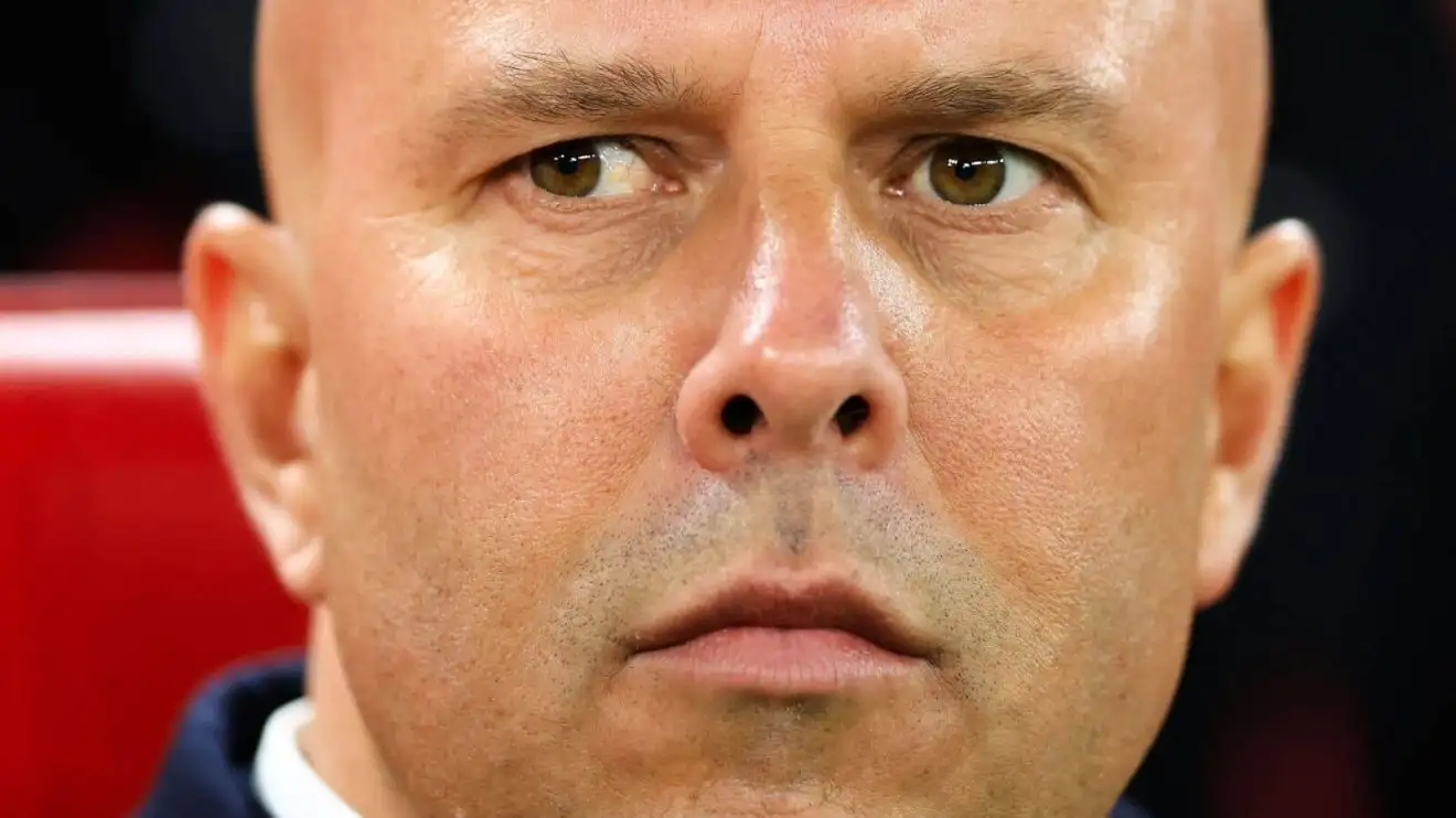 Liverpool manager Arne Slot is starting to feel the pressure A very close up photo of under-pressure Liverpool manager Arne Slot