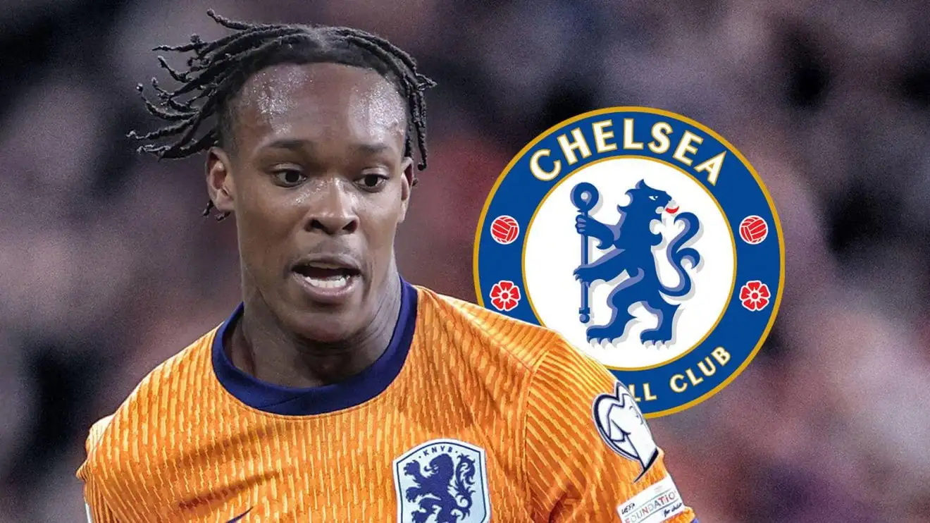 Netherlands and Strasbourg striker Emmanuel Emegha will join Chelsea in 2026 Netherlands and Strasbourg striker Emmanuel Emegha next to the Chelsea badge