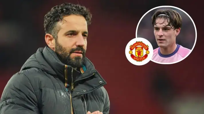 Ruben Amorim, Alex Scott with Man Utd badge