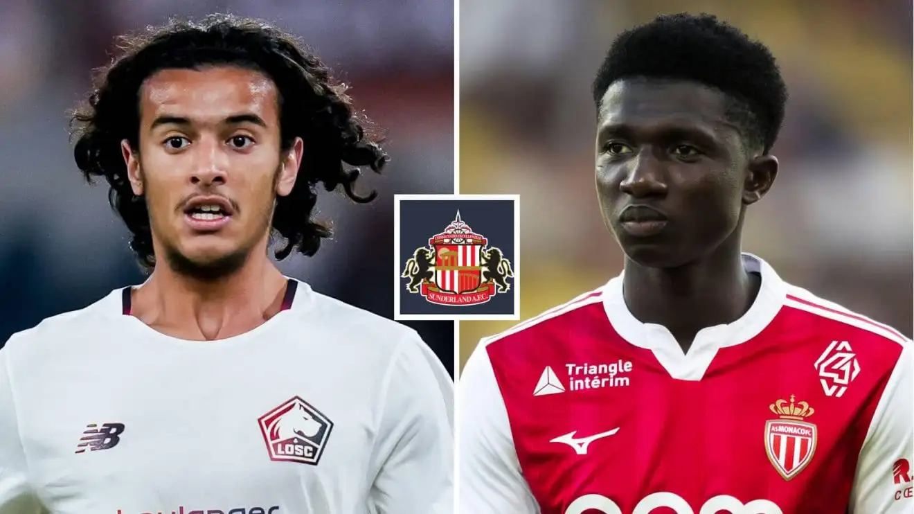 Lille's Ayyoub Bouaddi and Lamine Camara of Monaco are both emerging as targets for Sunderland Lille's Ayyoub Bouaddi and Lamine Camara of Monaco either side of the Sunderland club crest