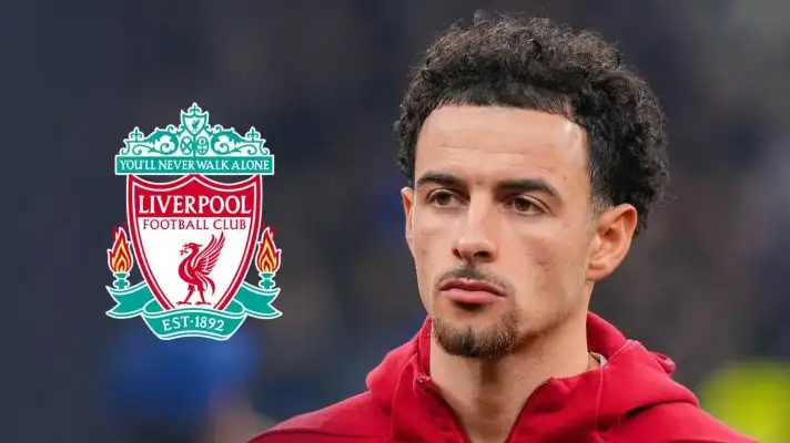 Curtis Jones and the Liverpool badge