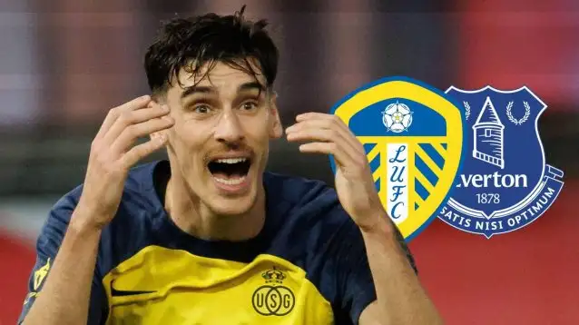 Ross Sykes Union SG with Leeds, Everton badges