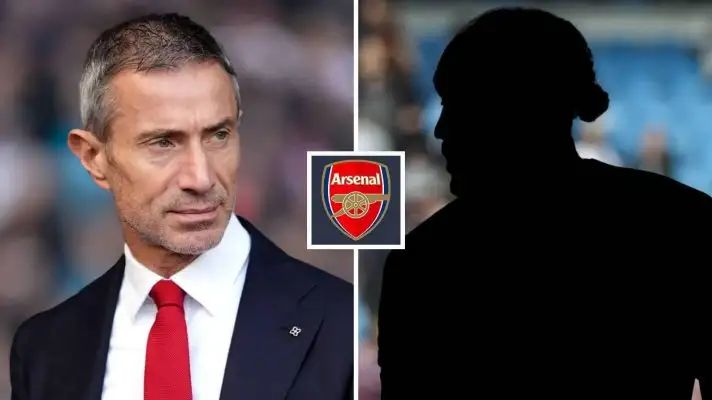 Andrea Berta with Arsenal badge