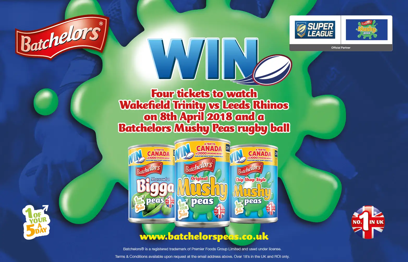 WIN: Four tickets to watch Wakefield v Leeds plus a Batchelors Mushy Peas rugby ball!