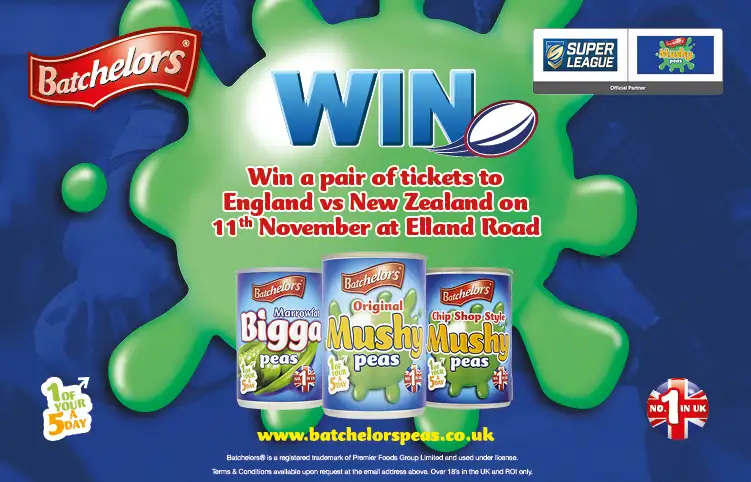 WIN | A pair of tickets to watch England v New Zealand at Elland Road with Batchelors Peas!