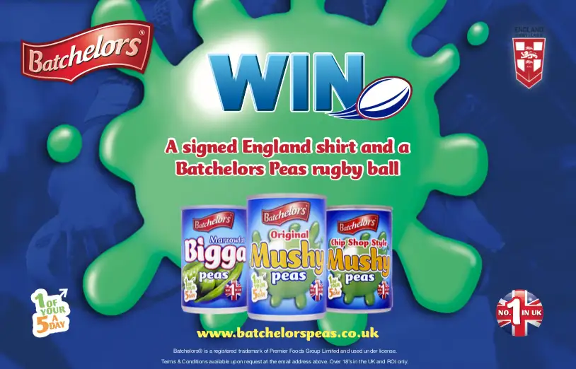 WIN | A signed England shirt and Batchelors rugby ball with Batchelors Peas!
