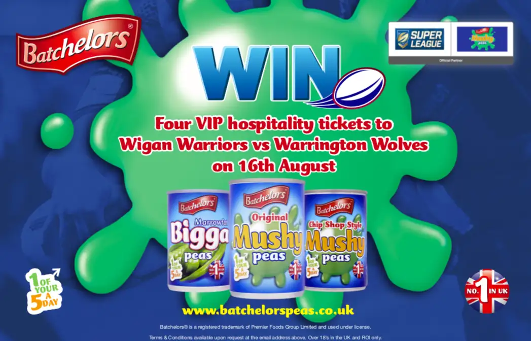 WIN | Four hospitality tickets to watch Wigan Warriors vs Warrington Wolves with Batchelors Peas!