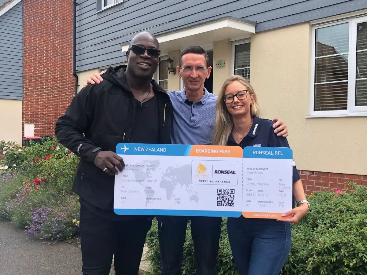 Adding the Extras: Martin Offiah presents fan with GB tour tickets on his doorstep