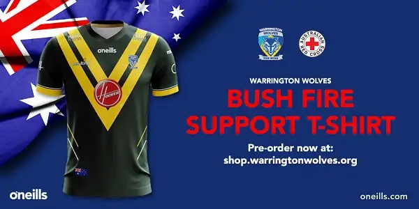 Warrington release Australian training shirt in aid of bushfire victims