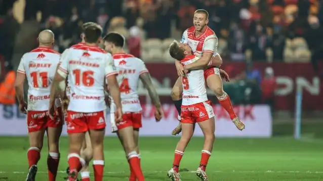 Mikey Lewis drop goal celebration