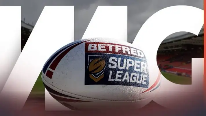 Super League ball, IMG logo as background