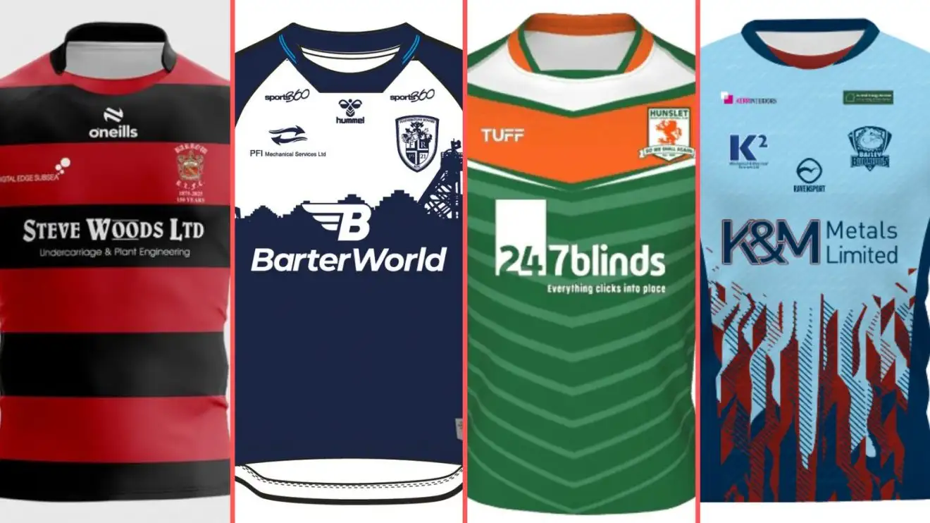 2025 shirts: Barrow Raiders (home), Featherstone Rovers (home), Hunslet (home), Batley Bulldogs (away)