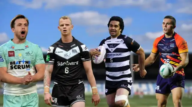 Joe Mellor, Kevin Brown, Patrick Ah Van, Jack Owens, DCBL Stadium as background