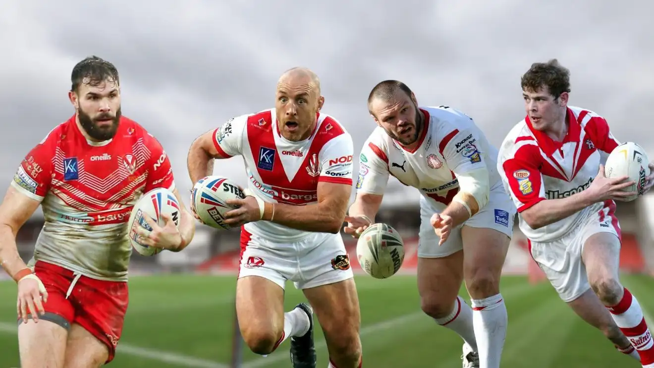 Alex Walmsley, James Roby, Keiron Cunningham, Paul Wellens, Totally Wicked Stadium as background