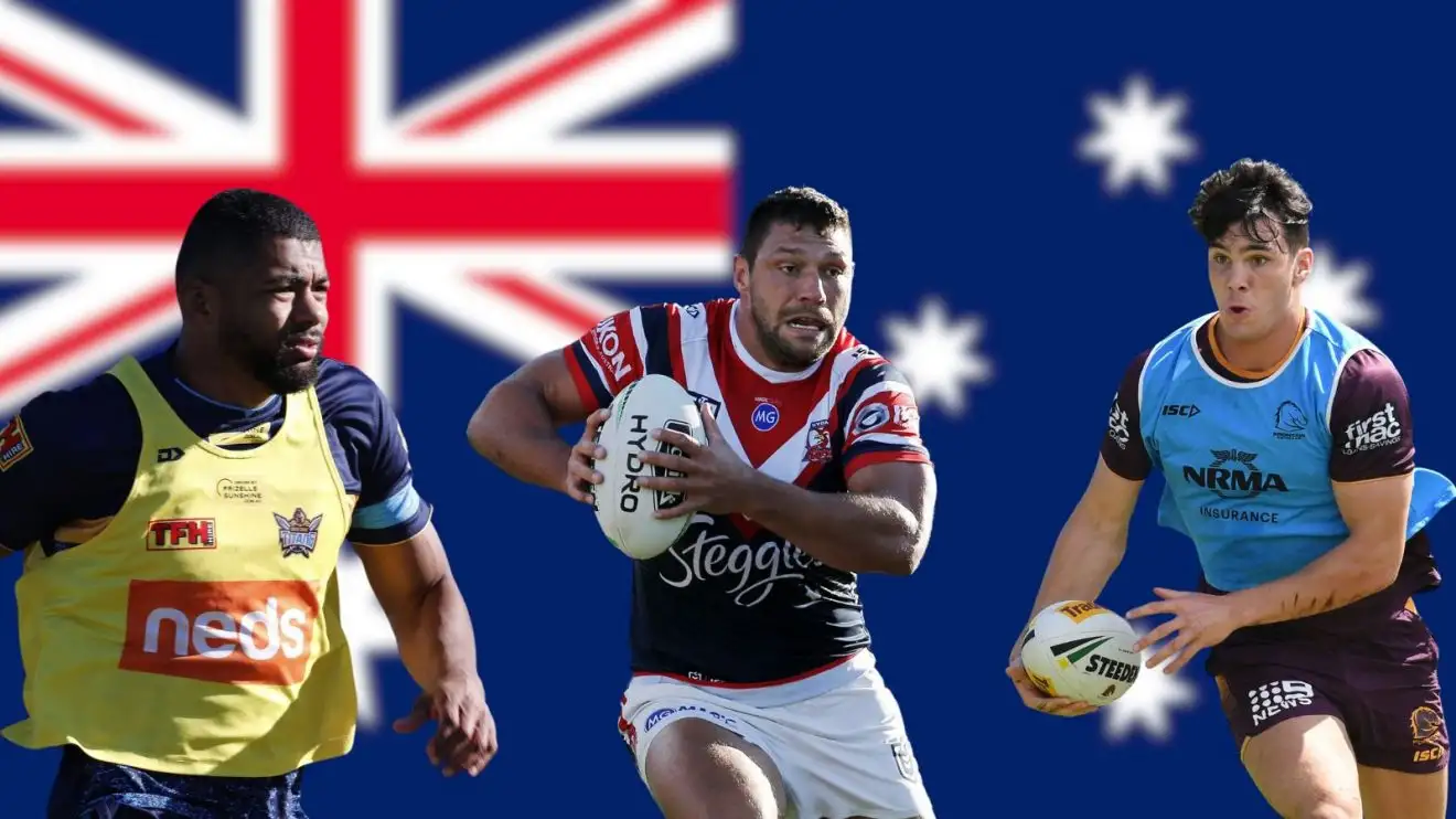 Kallum Watkins, Ryan Hall, Andre Savelio, Australia flag as background