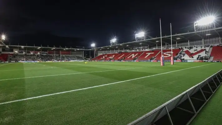 A general view of The BrewDog Stadium, the home of St Helens