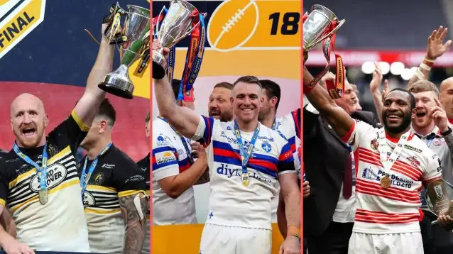 York (2025), Wakefield (2024), Leigh (2022) lift 1895 Cup