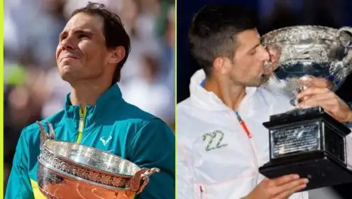 L-R: Tennis legends Rafael Nadal and Novak Djokovic.
