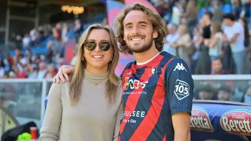 Pictured: Stefanos Tsitsipas and Paula Badosa at a Serie A match in Genoa.