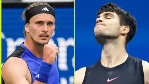 Pictured: ATP Tour rivals Alexander Zverev and Carlos Alcaraz.