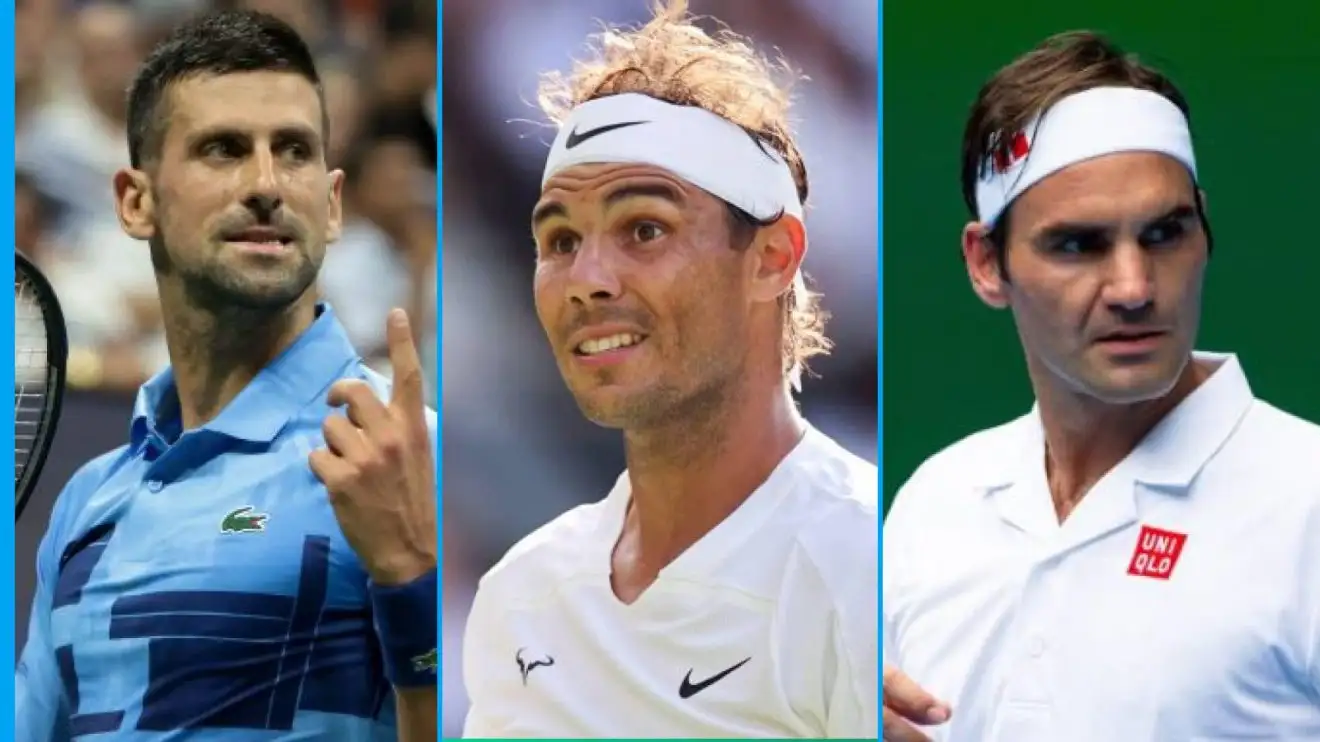 Pictured L-R: Novak Djokovic, Rafael Nadal, and Roger Federer.