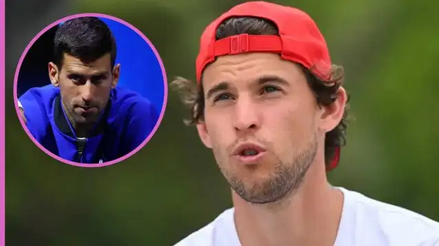 Pictured: Dominic Thiem and Novak Djokovic