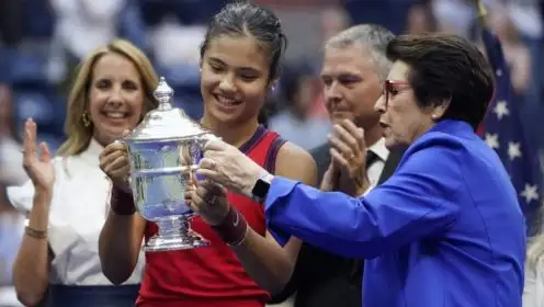 Emma Raducanu and Billie Jean King at the 2021 US Open.