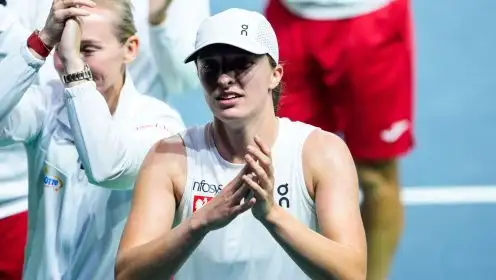 Pictured: A happy Iga Swiatek