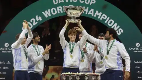 Pictured: Jannik Sinner lifts the 2024 Davis Cup title.