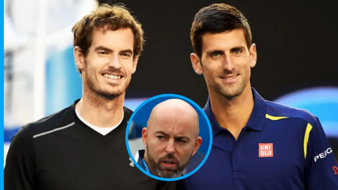 Pictured: Andy Murray, Novak Djokovic, and Murray's ex-coach Jamie Delgado.