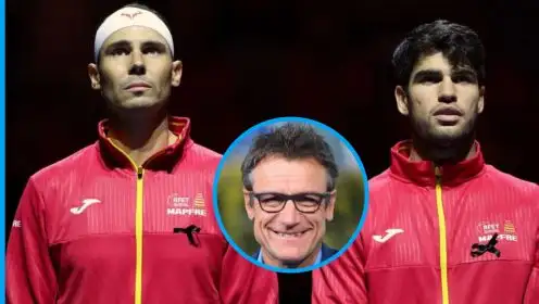 Rafael Nadal and Carlos Alcaraz at the Davis Cup, Mats Wilander inset