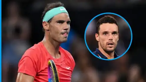 Pictured: Rafael Nadal and Spanish Davis Cup teammate Roberto Bautista Agut.
