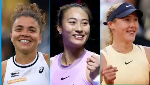 L-R: Jasmine Paolini, Zheng Qinwen, and Mirra Andreeva