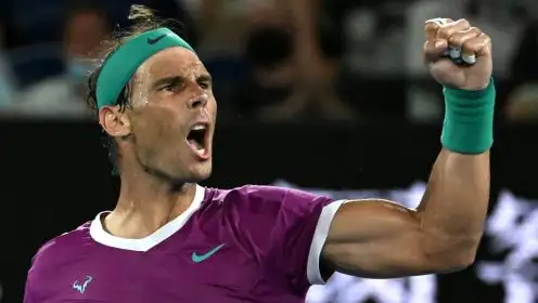 Rafael Nadal celebrates at the 2022 Australian Open