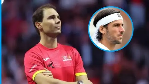 Pictured: An emotional Rafael Nadal after his retirement.