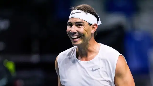 Rafael Nadal smiles in a practice session ahead of the Davis Cup Finals in Malaga